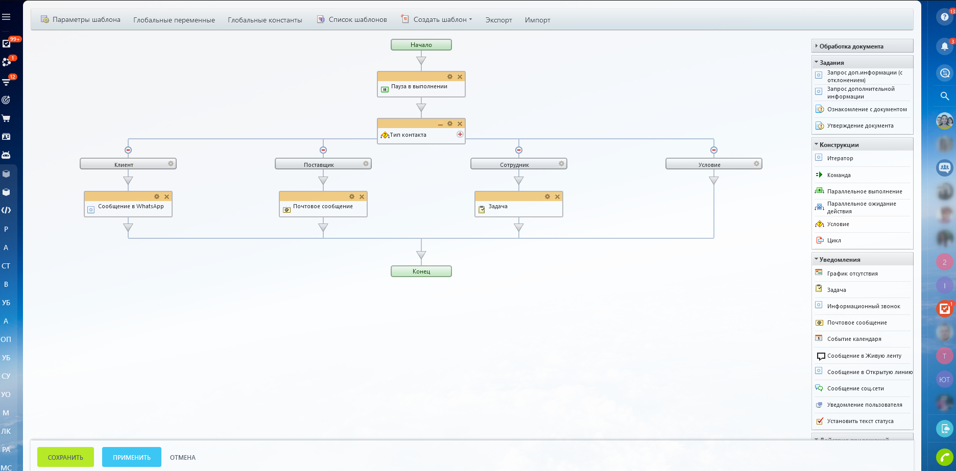 Пример бизнес-процесса в день рождения контакта